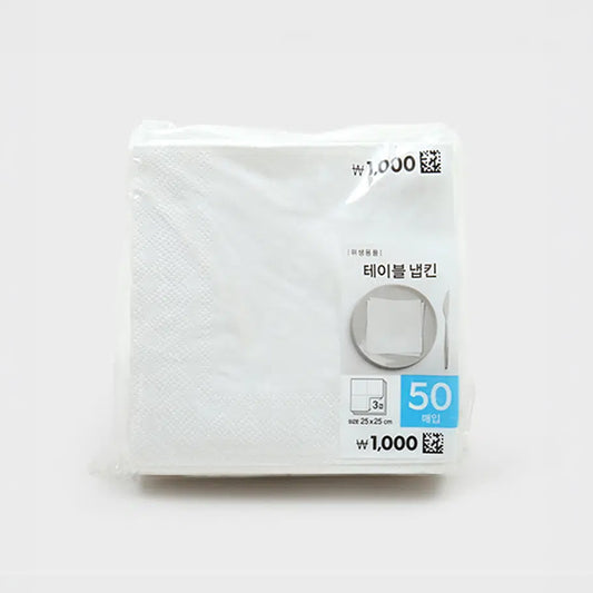 [DAISO] KLEANNARA Plain Paper Napkins (50 Sheets, 25 x 25 cm) - 1ea