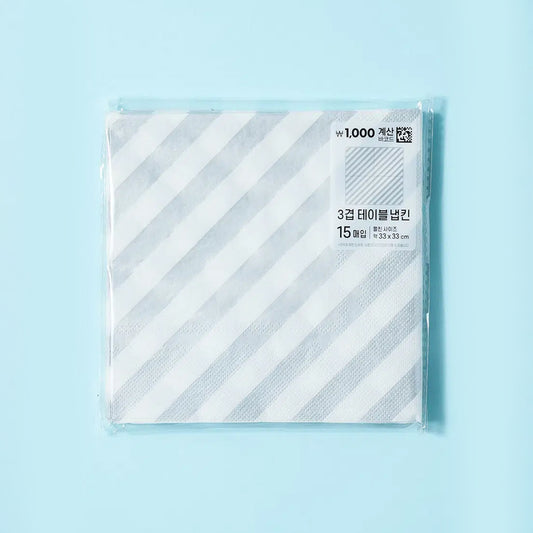 [DAISO] KLEANNARA Striped Paper Napkins (15 Sheets, 33 x 33 cm) - 1ea