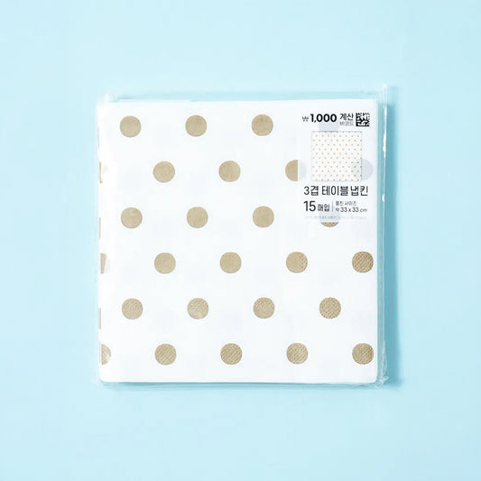 [DAISO] KLEANNARA Dotted Paper Napkins (15 Sheets, 33 x 33 cm) - 1ea