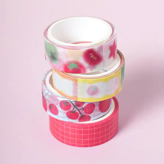 [DAISO] Tomato Theme Masking Tape Set - 1pack (4ea)