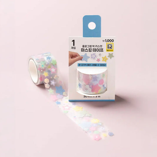 [DAISO] Silver Foil Star Kiss-cut Masking Tape (30mm x 3m) - 1ea