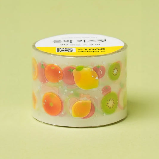 [DAISO] Fruit Series Silver Foil Kiss-cut Masking Tape (30mm x 3m) - 1ea