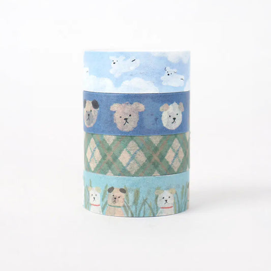 [DAISO] Blue Aminal Masking Tape Set (15mm x 4m) - 1pack (4ea)