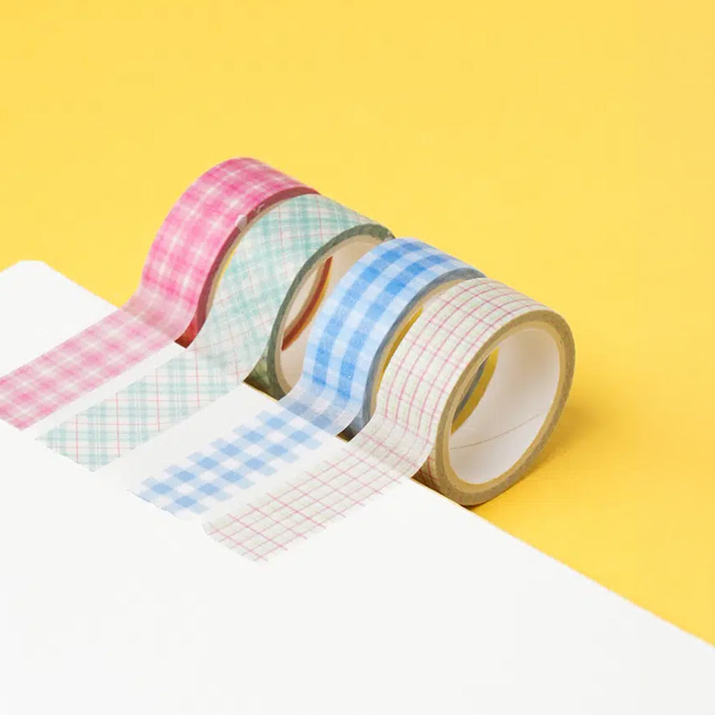 [DAISO] Checkered Pattern Masking Tape Set (15mm x 4m) - 1pack (4ea)