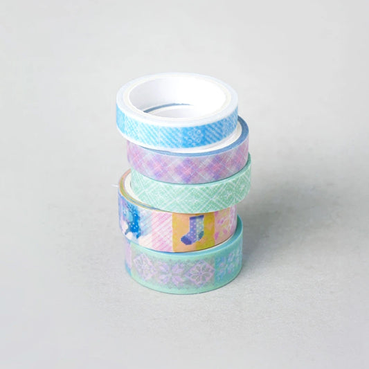 [DAISO] Patterned Masking Tape Set (15/10mm x 4m) - 1pack (5ea)