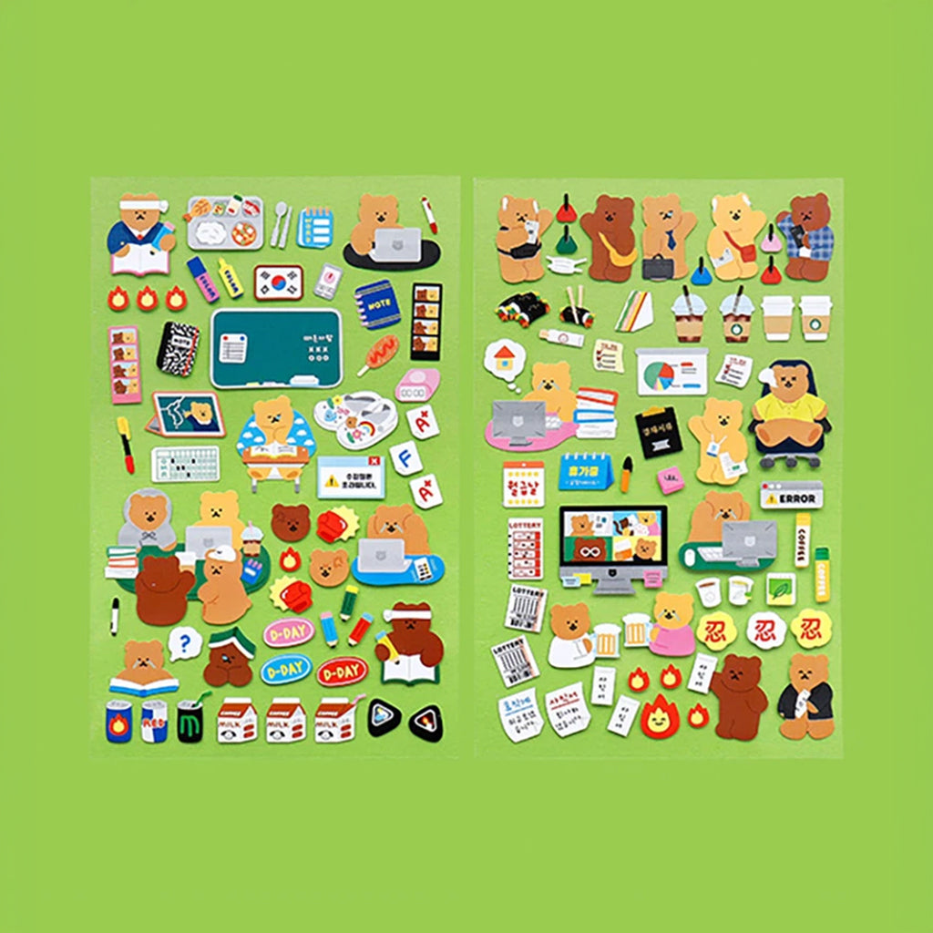 [DAISO] Yupo Paper Sticker Set (School & Office) - 4 Sheets