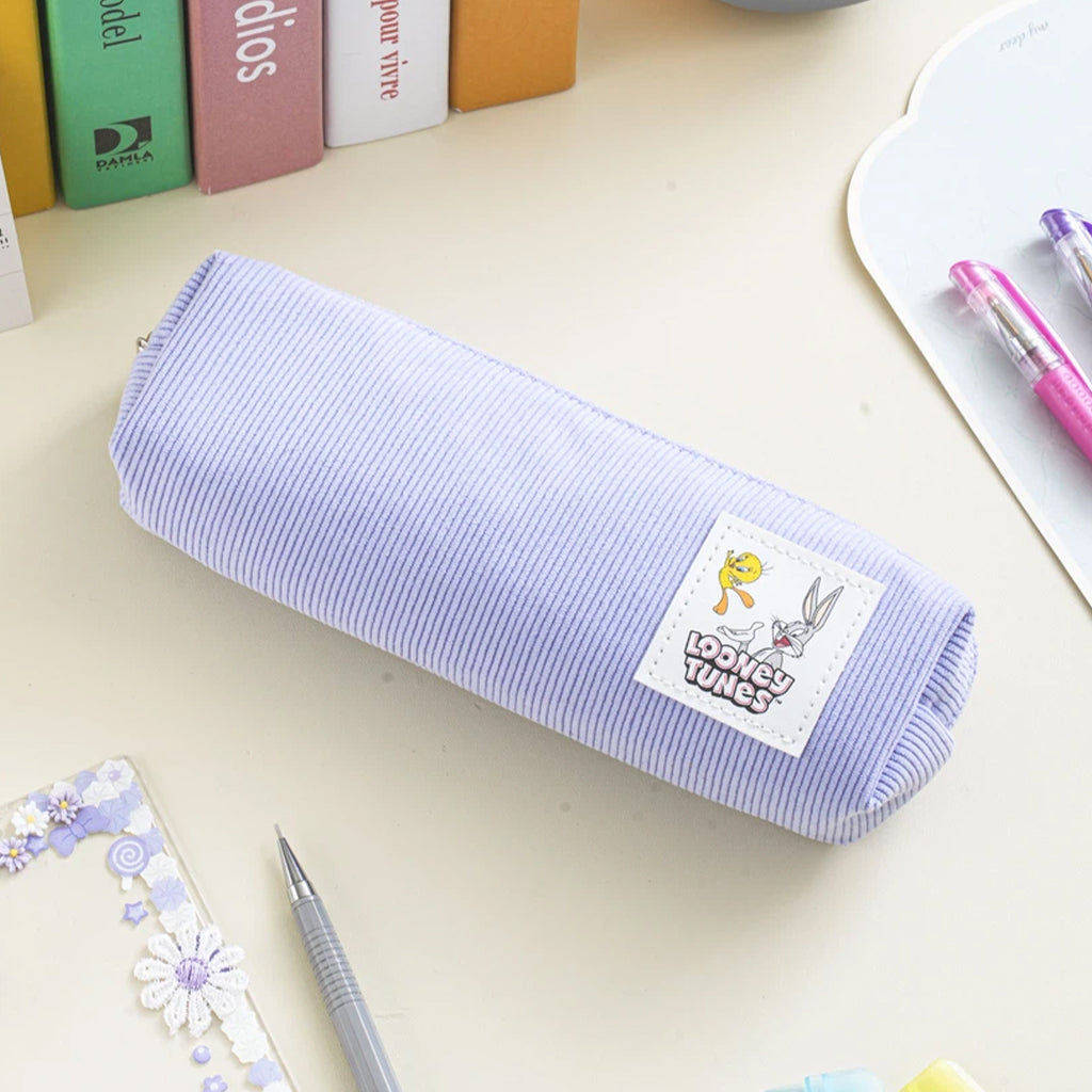[DAISO] LOONEY TUNES Corduroy Label Pencil Case - 1ea