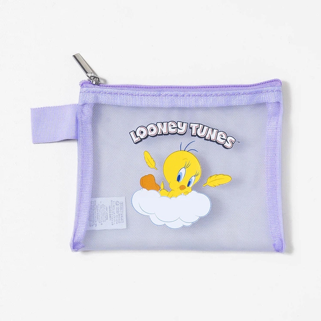 [DAISO] LOONEY TUNES Tweety Mini Mesh Flat Pouch - 1ea