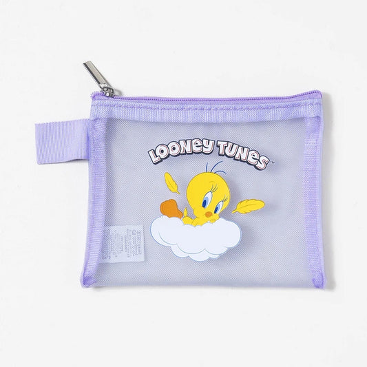 [DAISO] LOONEY TUNES Tweety Mini Mesh Flat Pouch - 1ea