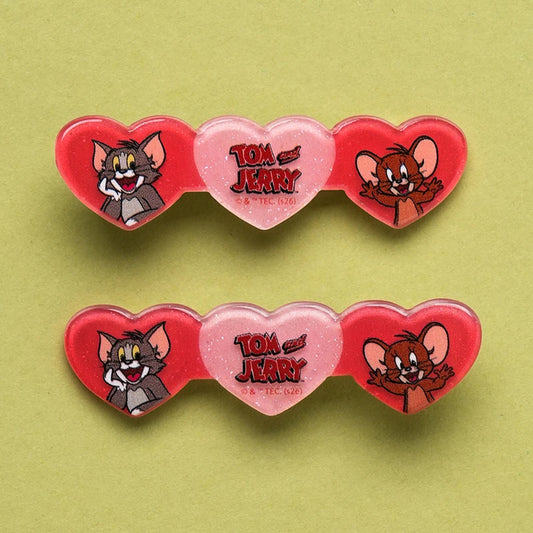 [DAISO] TOM & JERRY Heart Hair Clip Pink - 1pack (2ea)