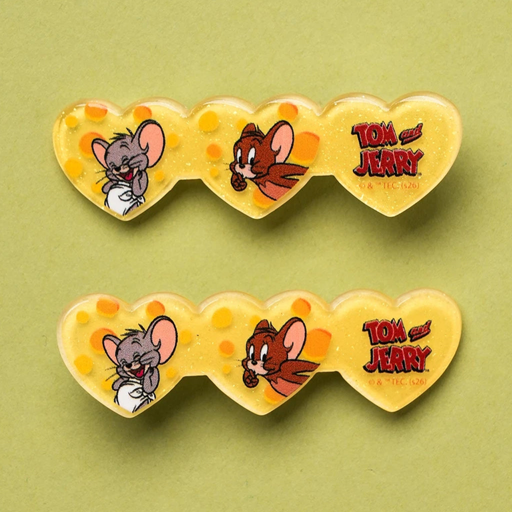 [DAISO] TOM & JERRY Heart Hair Clip Yellow  1pack (2ea)