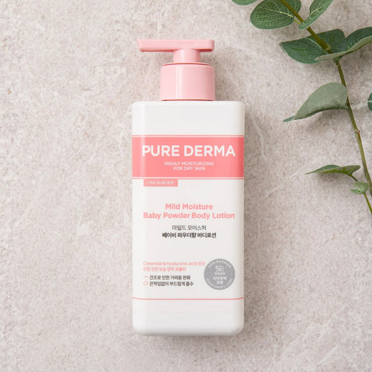 [DAISO] ON THE BODY Pure Derma Mild Moisture Body Lotion Baby Powder Scent - 400ml