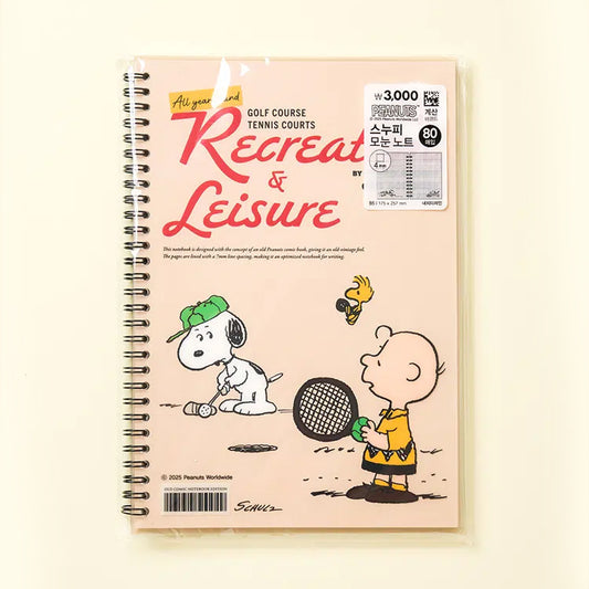 [DAISO] PEANUTS Vintage Grid Notebook (B5/80Sheets) - 1ea