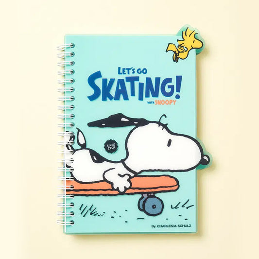 [DAISO] PEANUTS Vintage Snoopy Shape Line Notebook (B6/100Sheets) - 1ea