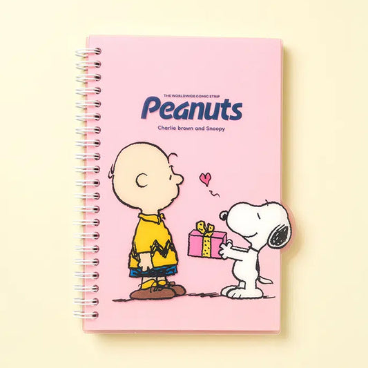 [DAISO] PEANUTS Vintage Chalie Shape Line Notebook (B6/100Sheets) - 1ea