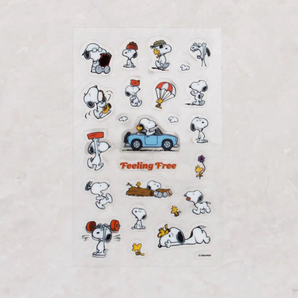 [DAISO] PEANUTS Clear Shape Stickers (Blue) - 3ea