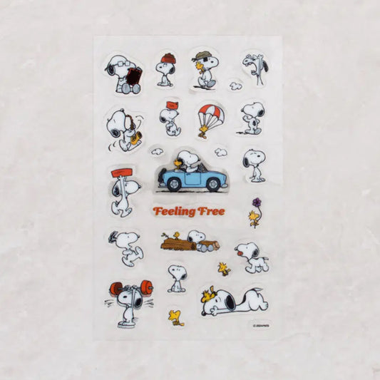 [DAISO] PEANUTS Clear Shape Stickers (Blue) - 3ea