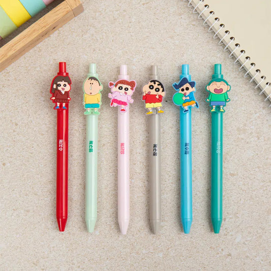 [DAISO] Crayon Shin-chan Knock-Type Color Gel Pen Set - 1pack (6pcs)