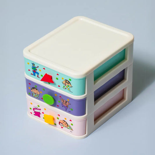[DAISO] Crayon Shin-chan Handle 3-Compartment Drawer - 1ea