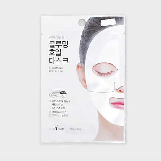 [DAISO] OLIVEFARM Blooming Foil Mask Silver - 1ea (25g)
