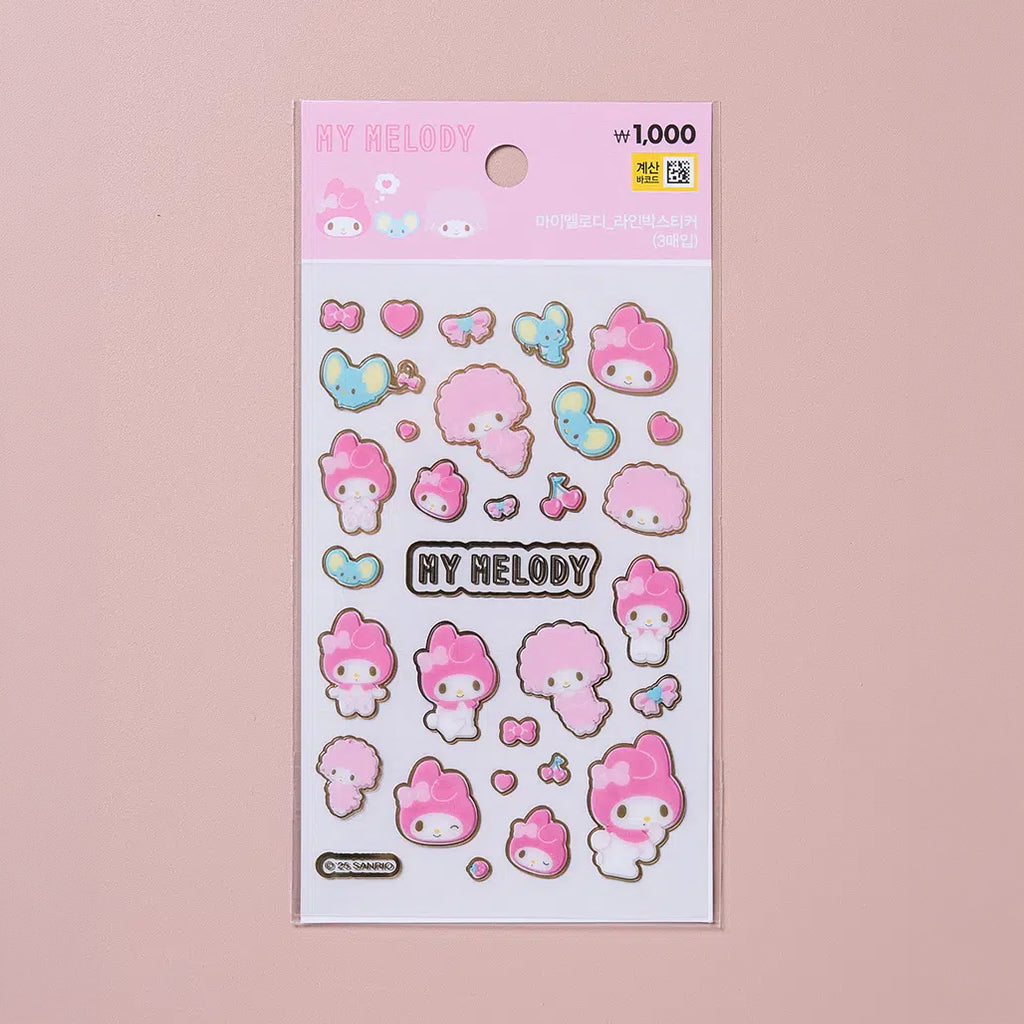 [DAISO] MYMELODY Gold Line Foil Sticker - 3ea