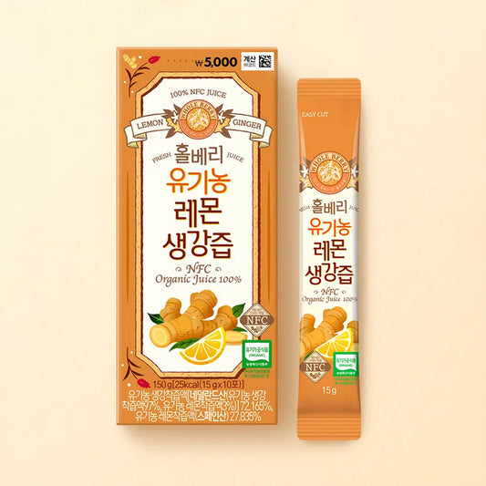 [DAISO] WHOLEBERRY Lemon and Ginger NFC Organic Juice 100% - 1pack (15g x 10ea)