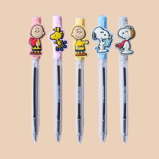 [DAISO] PEANUTS Twist-Action Mascot Pen (Black/0.5mm) - 1ea