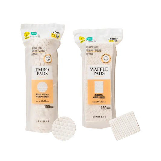 [DAISO] SOMISOME Unbleached Embossed Cotton Pads - 1pack (100pcs)