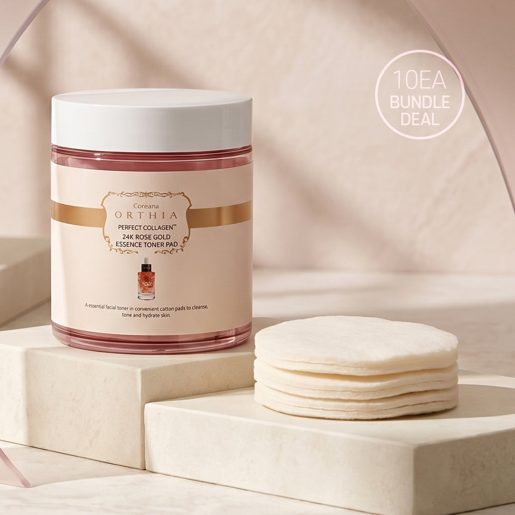 ☆BNDL- [ORTHIA] Perfect Collagen 24K Rose Gold Essence Toner Pad - 350ml(100EA) x 10ea