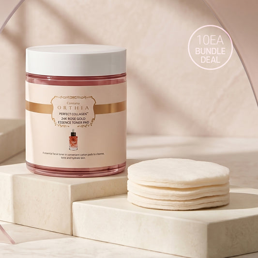 ☆BNDL- [ORTHIA] Perfect Collagen 24K Rose Gold Essence Toner Pad - 350ml(100EA) x 10ea