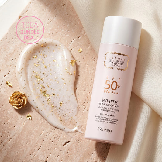 ☆BNDL- [ORTHIA] Perfect Collagen 24K Rose Gold Essence White Tone Up Cream (SPF50+/PA++++) - 50ml x 10ea