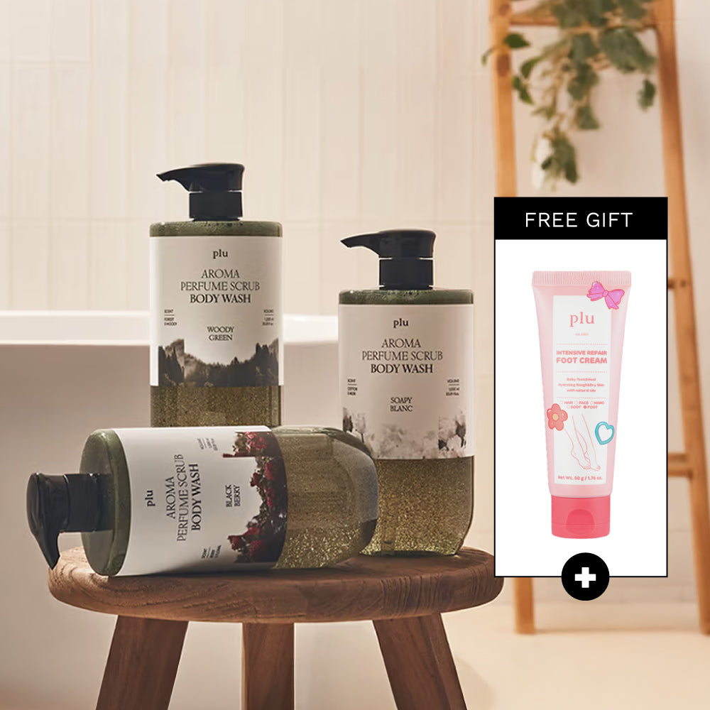 [PLU] Aroma Perfume Scrub Body Wash Set (1000mlx3ea)+Foot Cream-1ea