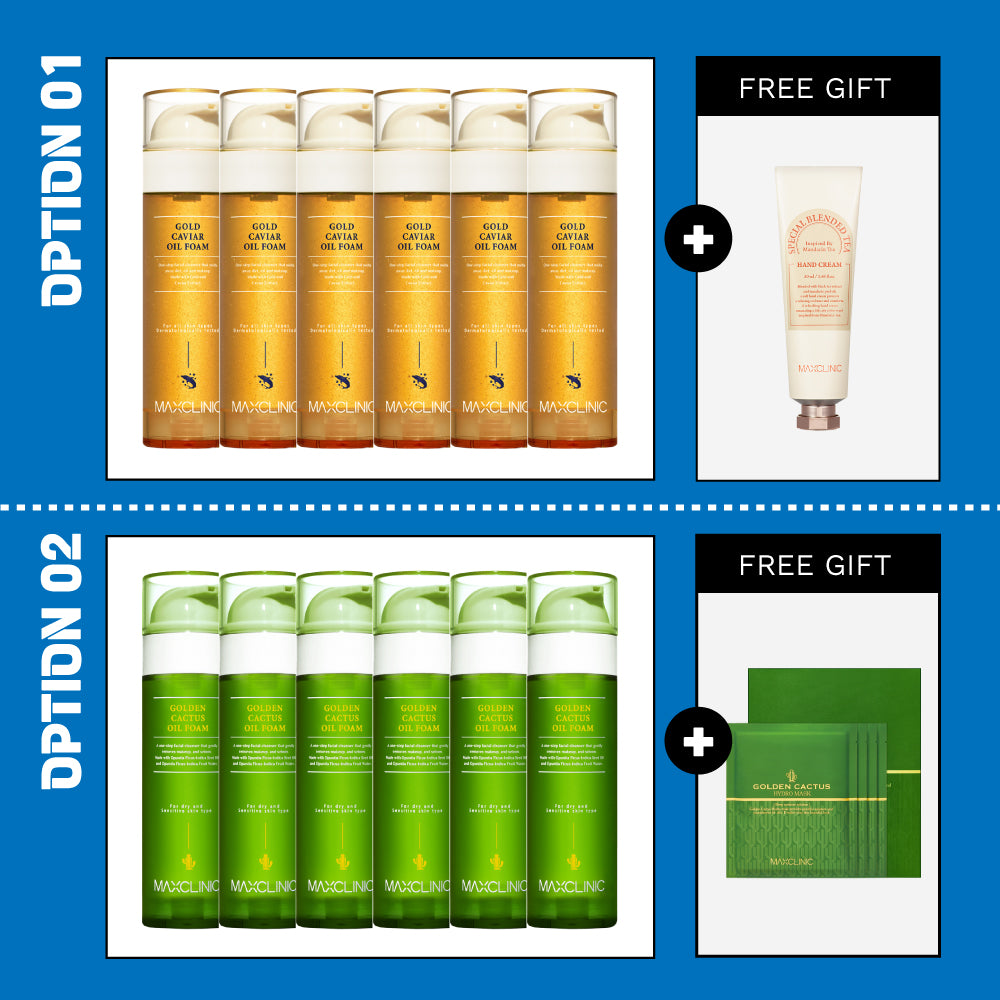 [MAXCLINIC] Golden Cactus / Caviar Oil Foam Set + Free Gift
