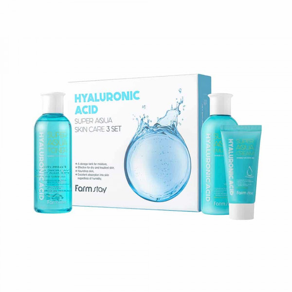 [FARM STAY] Hyaluronic Acid Super Aqua Skin Care 3 Set - 1pack (3items)