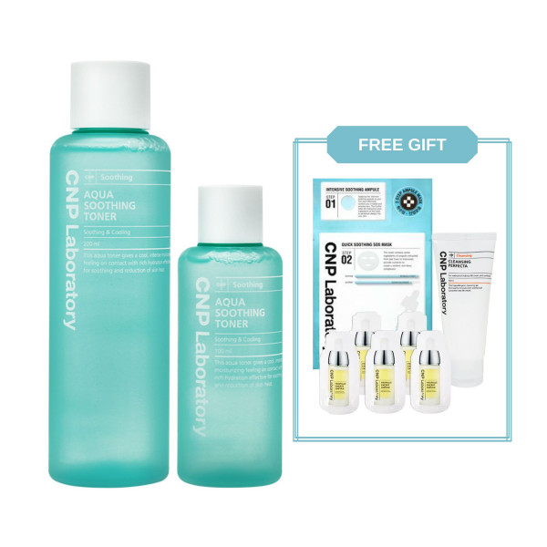[CNP LABORATORY] Aqua Soothing Toner Special Edition - 1pack (200ml+100ml)(GIFT:S.O.S Mask+Cleanser+Sample 5pcs)