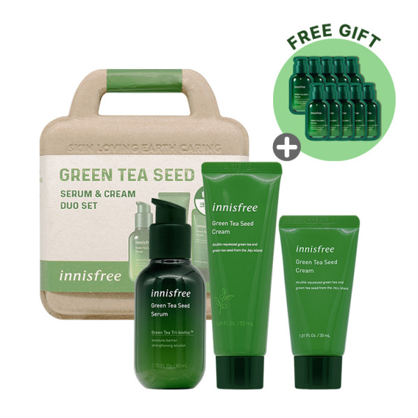 [INNISFREE] Green Tea Seed Serum & Cream Duo Set - 1pack (3items) (Green Tea Serum Sample 20pcs)