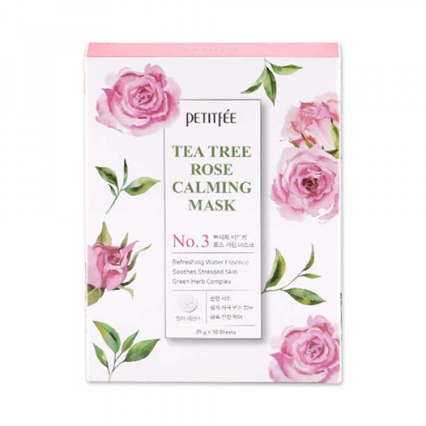[PETITFEE] Tea Tree Rose Calming Mask - 1pack (10pcs)
